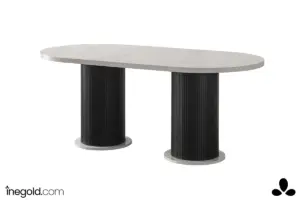 Mermer Oval Masa Siyah