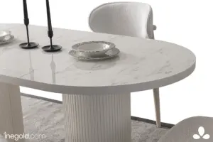 Mermer Oval Masa Takımı - Görsel 5