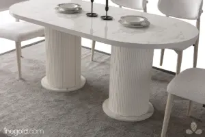 Mermer Oval Masa Takımı - Görsel 3